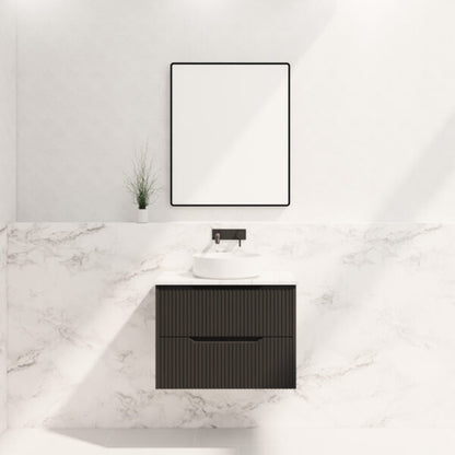 Bali Matte Black 750mm Wall Hung Vanity with Ceramic Top
