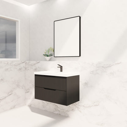 Bali Matte Black 900mm Wall Hung Vanity with Ceramic Top