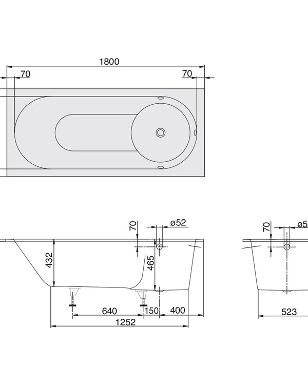 Libra 1800 Drop In Bath White Overflow | Bath Filler