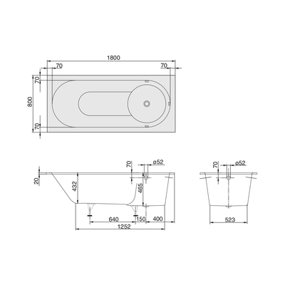 Libra 1800 Drop In Bath Overflow | Bath Filler