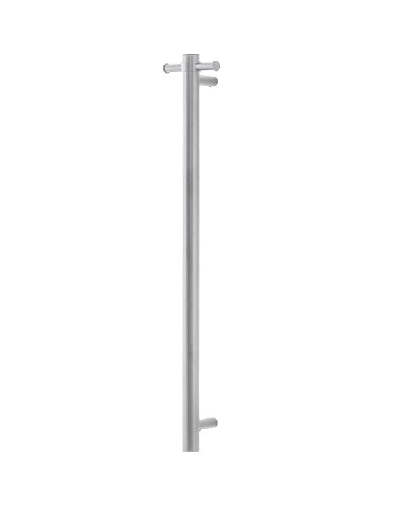Round Vertical Brushed Nickel Electric Heated Towel Rack Single Bar