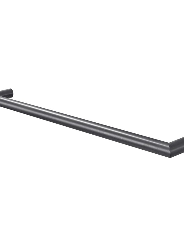 Round Horizontal Brushed Gun Metal Grey Electric Heated Towel Rack Single Bar