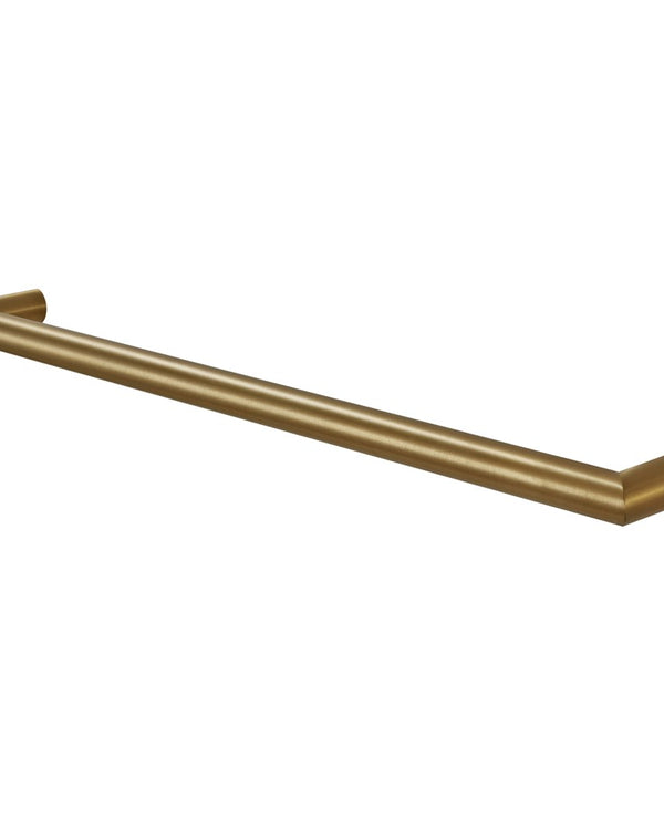 Round Horizontal Brushed Brass Electric Heated Towel Rack Single Bar
