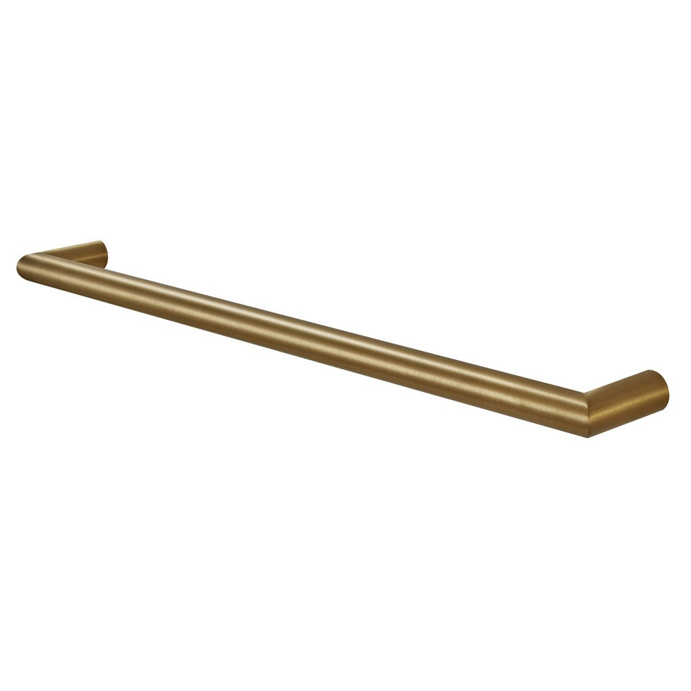 Round Horizontal Brushed Brass Electric Heated Towel Rack Single Bar