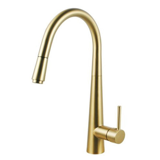 Brushed Brass Pull Out Kitchen Mixer