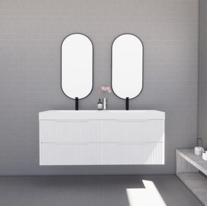 Bali Matte White Double Bowl 1500mm Wall Hung Vanity with Ceramic Top