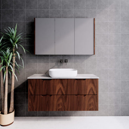 Bali Brown Oak 1200mm Wall Hung Vanity with Ceramic Top
