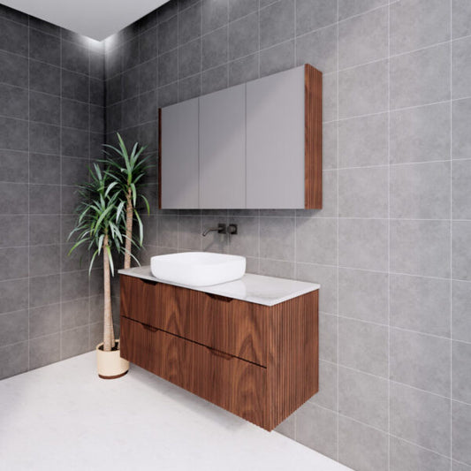 Bali Brown Oak 1200mm Wall Hung Vanity with Ceramic Top