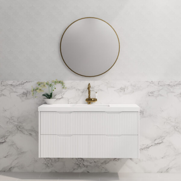 Bali Matte White 1200mm Wall Hung Vanity with Ceramic Top