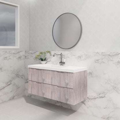 Bali White Oak 1200mm Wall Hung Vanity with Ceramic Top