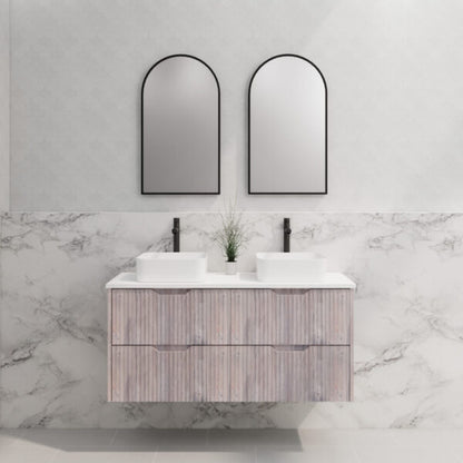Bali White Oak Double Bowl 1200mm Wall Hung Vanity with Ceramic Top