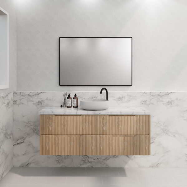 Bali American Oak 1500mm Wall Hung Vanity with Ceramic Top