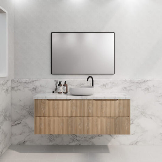 Bali American Oak 1500mm Wall Hung Vanity with Ceramic Top