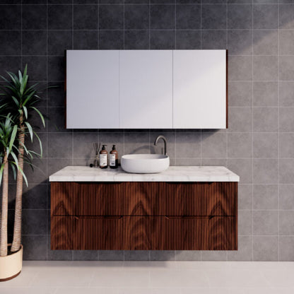 Bali Brown Oak 1500mm Wall Hung Vanity with Ceramic Top
