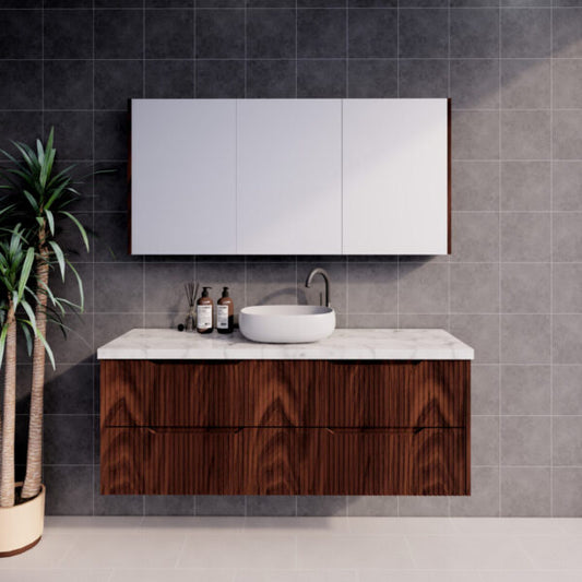 Bali Brown Oak 1500mm Wall Hung Vanity with Ceramic Top