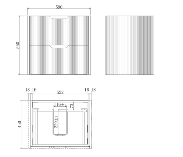 Bali Matte White 600mm Wall Hung Vanity with Ceramic Top
