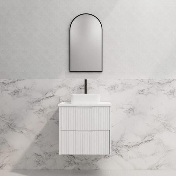 Bali Matte White 600mm Wall Hung Vanity with Ceramic Top