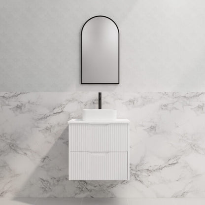 Bali Matte White 600mm Wall Hung Vanity with Ceramic Top