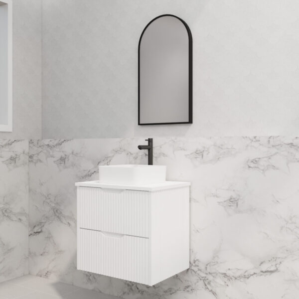 Bali Matte White 600mm Wall Hung Vanity with Ceramic Top