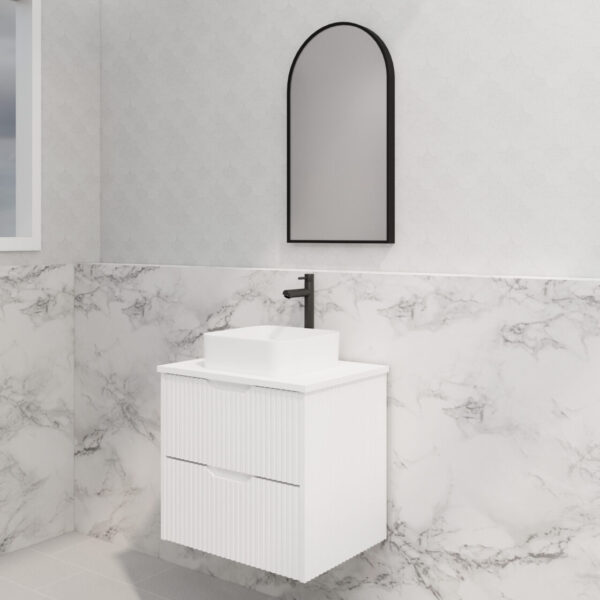 Bali Matte White 600mm Wall Hung Vanity with Ceramic Top