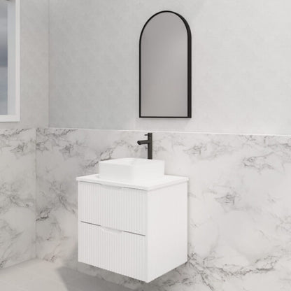 Bali Matte White 600mm Wall Hung Vanity with Ceramic Top