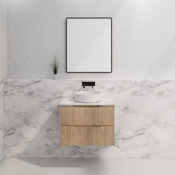Bali American Oak 750mm Wall Hung Vanity with Ceramic Top