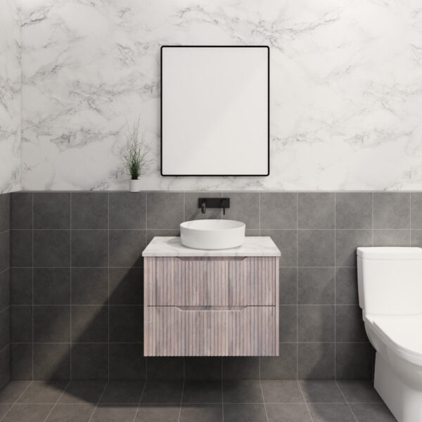 Bali White Oak 750mm Wall Hung Vanity with Ceramic Top