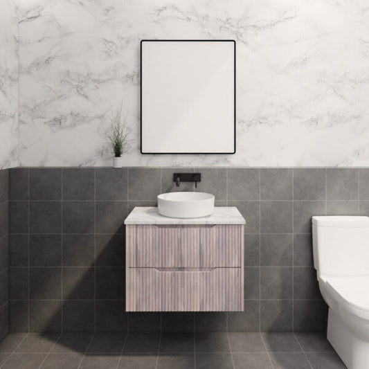 Bali White Oak 750mm Wall Hung Vanity with Ceramic Top
