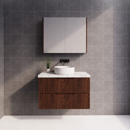 Bali Brown Oak 900mm Wall Hung Vanity with Ceramic Top