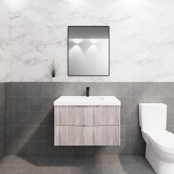 Bali White Oak 900mm Wall Hung Vanity with Ceramic Top
