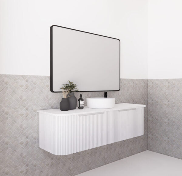 Bergen Matte White 1500mm Wall Hung Vanity with Carrara Stone Top