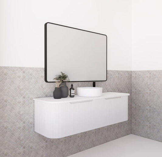 Bergen Matte White 1500mm Wall Hung Vanity with Carrara Stone Top