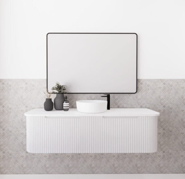Bergen Matte White 1500mm Wall Hung Vanity with Carrara Stone Top