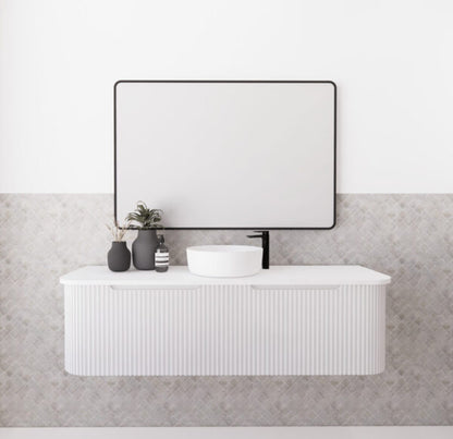 Bergen Matte White 1500mm Wall Hung Vanity with Carrara Stone Top