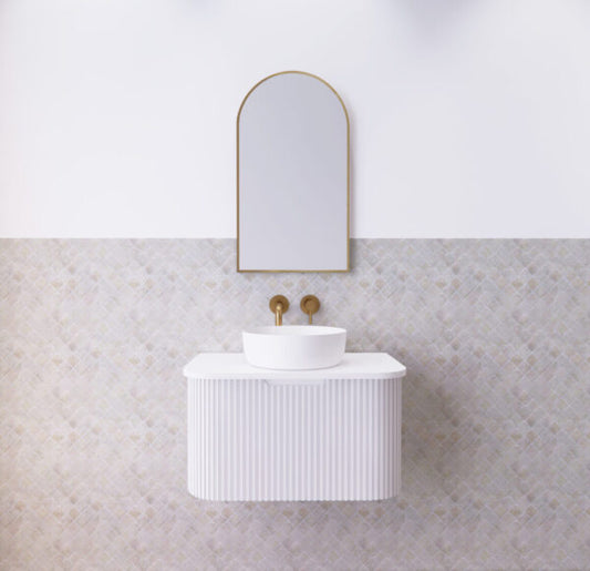 Bergen Matte White 750mm Wall Hung Vanity with Carrara Stone Top