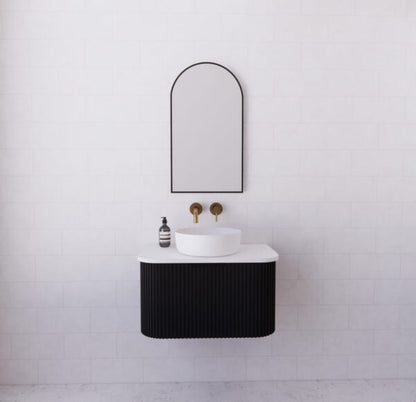 Bergen Matte Black 750mm Wall Hung Vanity with Carrara Stone Top
