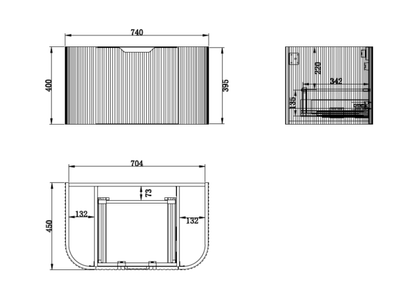 Bergen Solid Timber 750mm Wall Hung Vanity with Carrara Stone Top