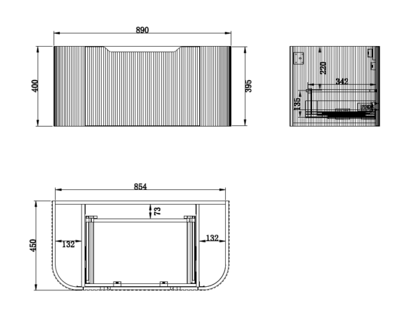 Bergen Matte Black 900mm Wall Hung Vanity with Carrara Stone Top