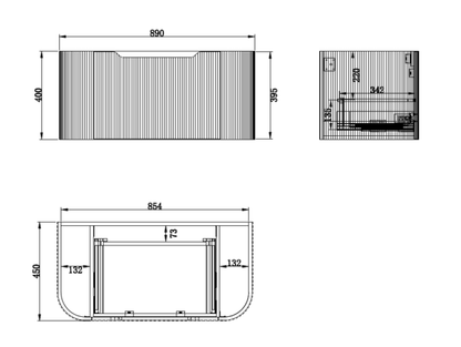 Bergen Matte Black 900mm Wall Hung Vanity with Carrara Stone Top