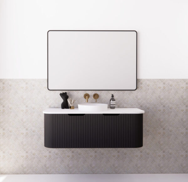 Bergen Matte Black 1200mm Wall Hung Vanity with Carrara Stone Top