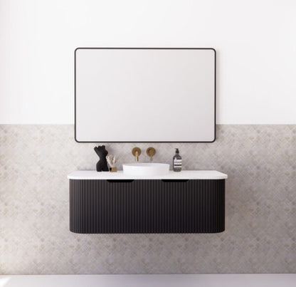 Bergen Matte Black 1200mm Wall Hung Vanity with Carrara Stone Top