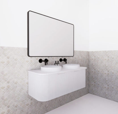 Bergen Matte White Double Bowl 1200mm Wall Hung Vanity with Carrara Stone Top