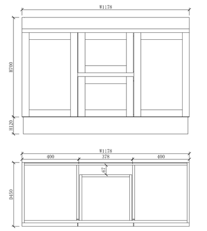 Boston Double Bowl 1200mm Freestanding Vanity with Ceramic Top