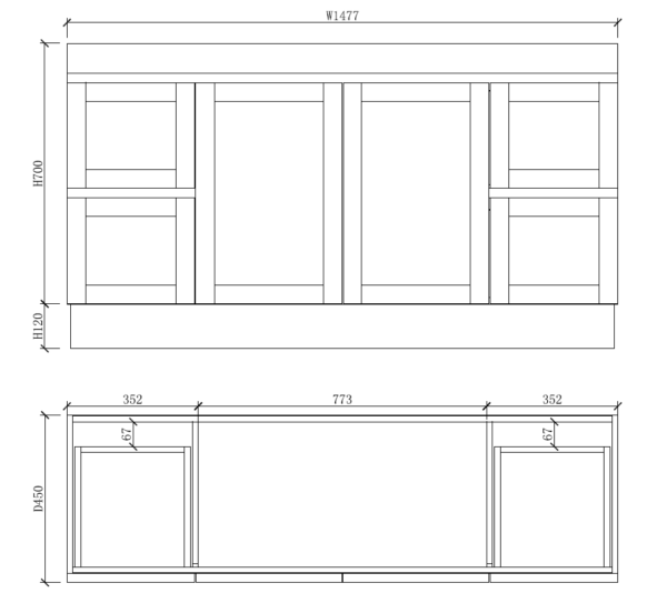 Boston Double Bowl 1500mm Freestanding Vanity with Ceramic Top
