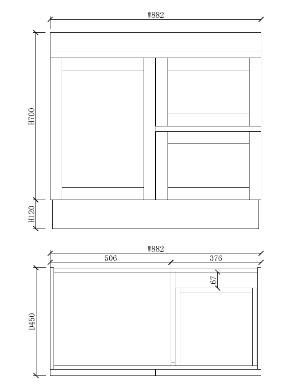 Boston 900mm Freestanding Vanity with Ceramic Top
