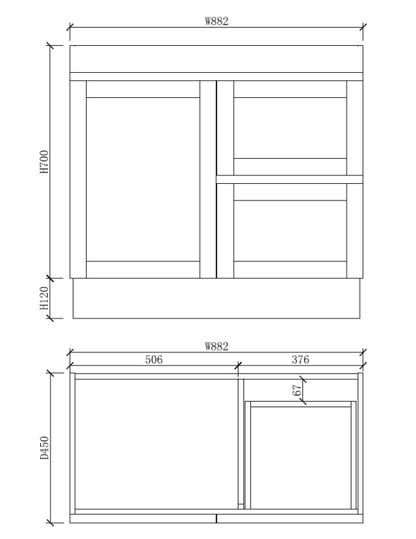Boston 900mm Freestanding Vanity with Ceramic Top
