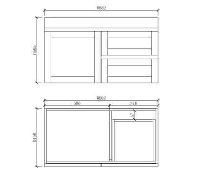 Boston 900mm Wall Hung Vanity with Ceramic Top