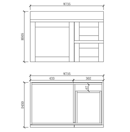 Boston 750mm Wall Hung Vanity with Ceramic Top