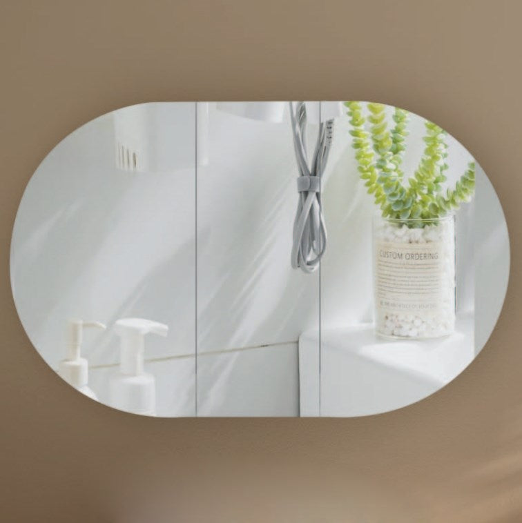 Carysil Mystic 1200x750mm Walnut Oval Shaving Cabinet