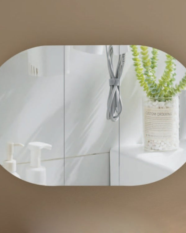 Carysil Mystic 1200x750mm Walnut Oval Shaving Cabinet